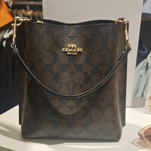 Coach Dark Brown Signature Shoulder Bag